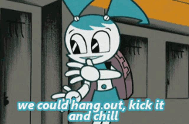 Jenny Wakeman gif of emotive expressions captioned "we could hang out, kick it and chill"