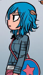 Ramona wearing a denim coat